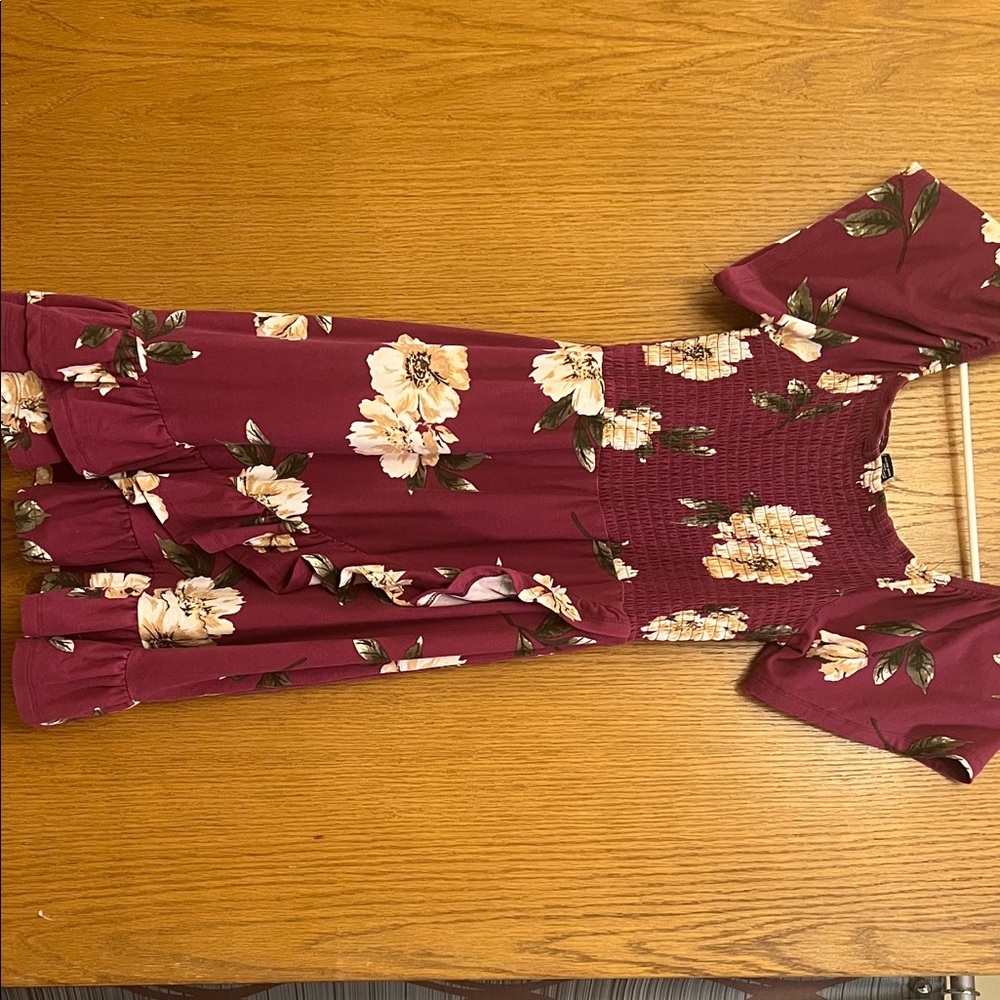 Rue21 Burgundy and Cream Floral Dress